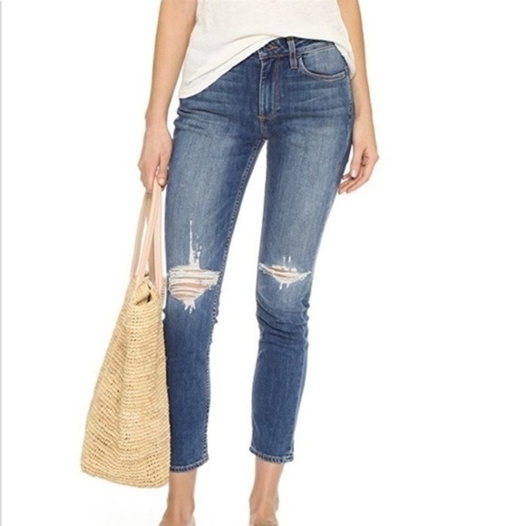Paige The Carter Slim‎ Jeans Women’s Size 27 Distressed Cropped Ankle - Picture 1 of 9
